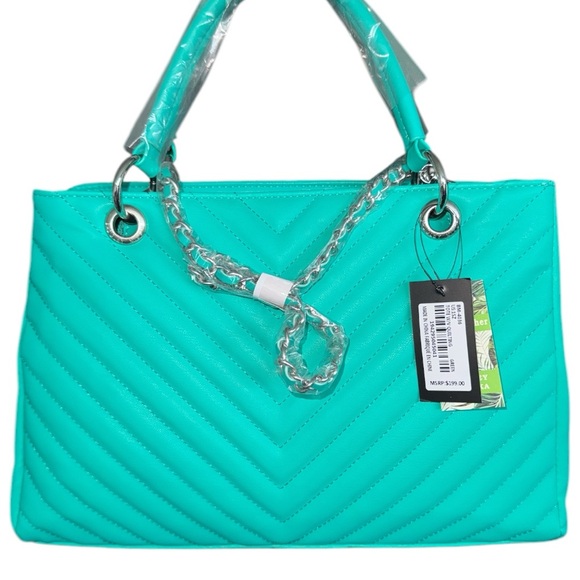 Badgley Mischka Diagonal Quilted Shoulder Bag Cobalt w/ Bridled Chain Strap NWT - Picture 4 of 11